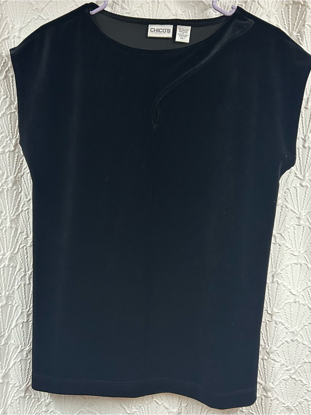 Chico's Black Velvet Cap-Sleeve Tank